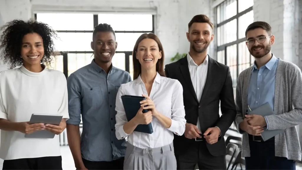 smiling office employees